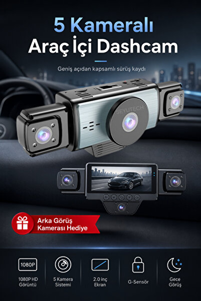 HARVOX Araç İçi HD Kamera 2.0 inç Ekranlı 5 Kameralı Wifi Özellikli 1080P Ful...