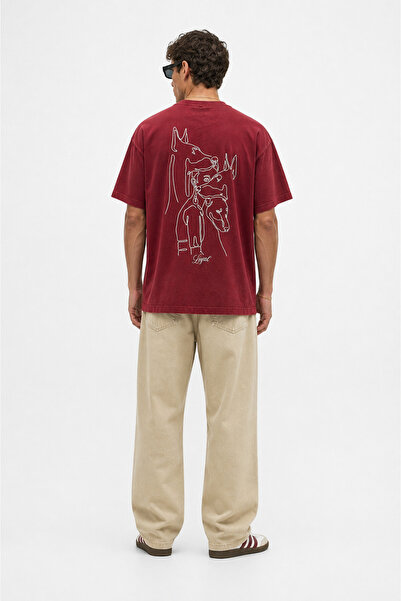 Respire Tricou Oversized Loyal cu aspect spălat, Bordeaux