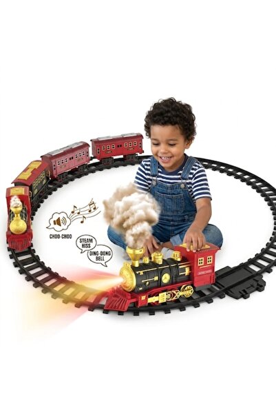 indiggo Trenuleț electric cu abur - Locomotivă retro cu fum realist și lumini...