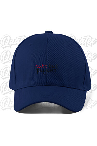 CapHub Cute but Psycho Embroidered Hat - Navy Blue Color 100% Cotton Gabardin...