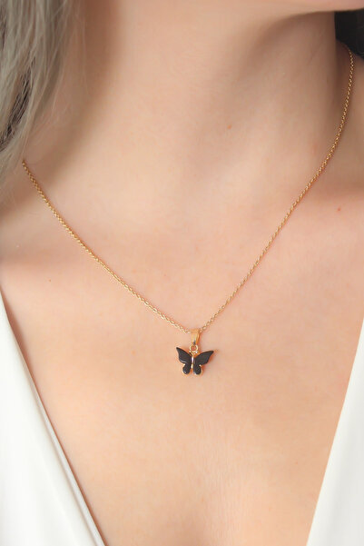 OGHAMAY Gold Black Color Butterfly Figure Women's Necklace