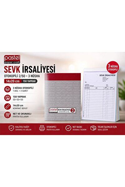 pastel paper craft Sevk irsaliye Fişi 14x20 cm 2/50 ( 50+50+50: 100 Yaprak) O...