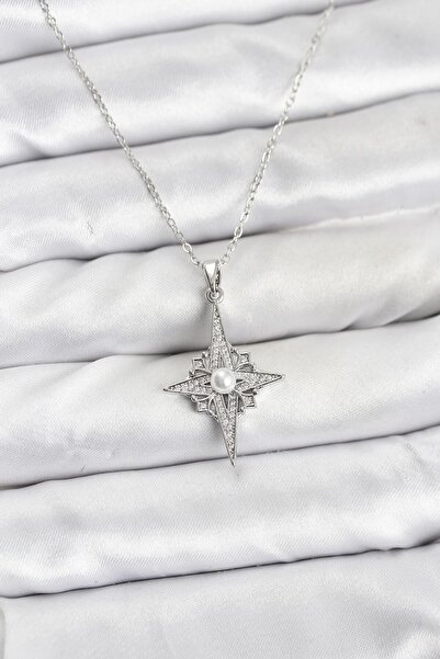 OGHAMAY 316L Steel Chain Silver Color Pole Star Model Zircon Stone Women's Ne...