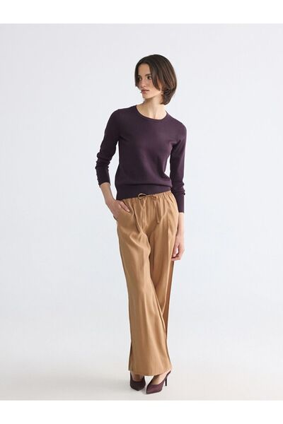 LC Waikiki Lcwaikiki classic beige elastic waist striped women's pleated pants