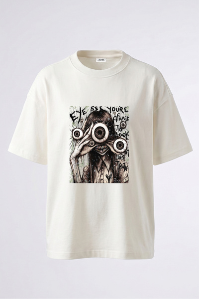 Anetos Tricou supradimensionat alb din bumbac cu imprimeu pe spate Goz Canava...