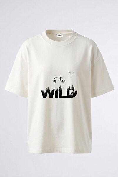 Anetos Tricou supradimensionat alb din bumbac, cu imprimeu pe spate, design P...
