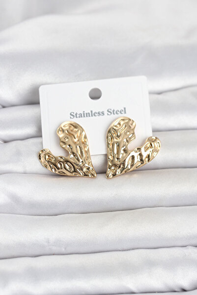 OGHAMAY 316L Steel Gold Color Heart Model Women's Earrings