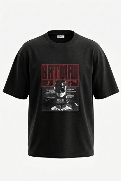 Anetos The Batman Design Back Printed Cotton Black Oversize T-Shirt