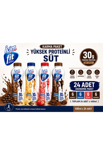 İçim Fit Yüksek Proteinli Laktozsuz Süt Karma Paket 400 ml x 24 adet