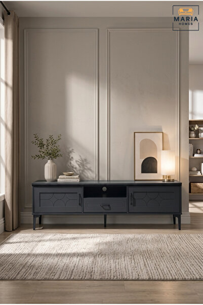 MARIA HOMES Modern TV Stand Entertainment Center Media Console with Storage C...
