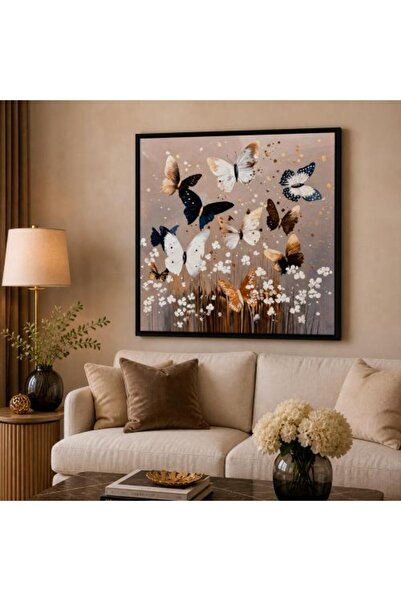 Generic Luxury wall painting with elegant butterfly design and black frame