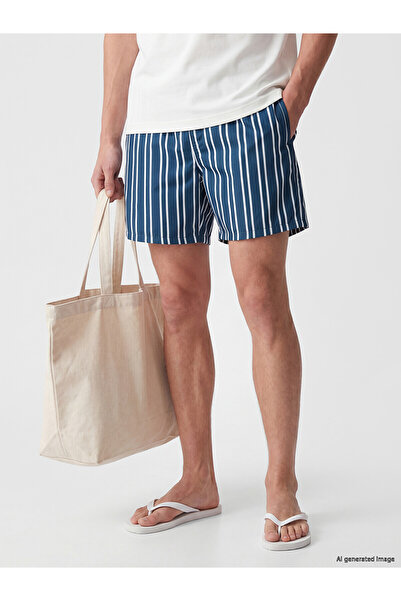 LC Waikiki Nevavm Short Length Striped Men's Swim Shorts with Difference