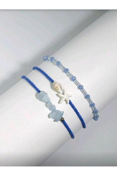 Alsadfine innovations Bohemian Adjustable Bracelet Set with Navy Blue and Lig...