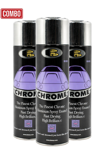Bosny B103 Combo 3pcs Chrome Spray Paint 225g Fast Dry High Brilliance Alumin...