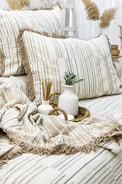 colezium Şaheser Home Collection Bedspread Double Muslin Lia Beige
