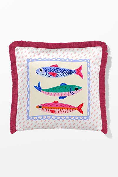 Pilloveland Fringed Cushion Cover 43*43 cm - Fish