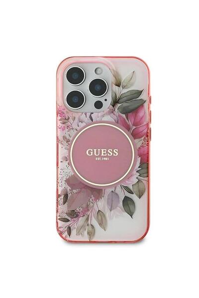 Guess iPhone 16 Pro IML Flower Tonal Circle MagSafe Case, Pink