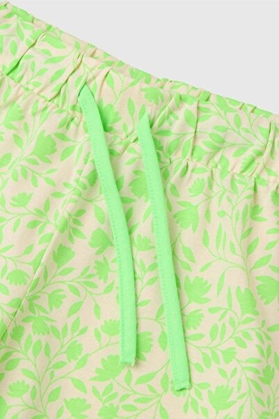 United Colors of Benetton Kız Çocuk Sarı Tamamı Baskı Detaylı Elastik Bel Kordonlu Bermuda Şort 6-1