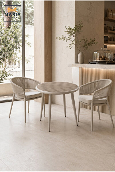 MARIA HOMES Modern Round Dining Table Café Table Patio Table Outdoor Bistro T...