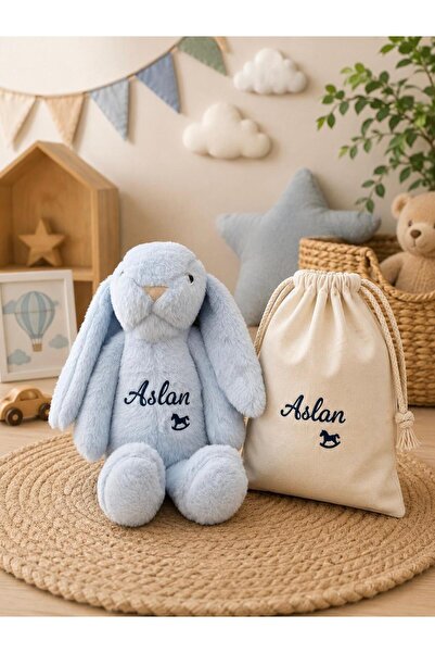 littleblissatelier İsimli Uyku Arkadaşı Tavşan Mavi