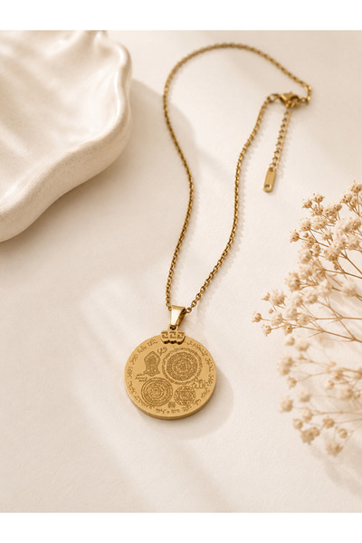 Archhazel Jewelery Archhazel Jewelry Armor Prayer Necklace – Gold Color Steel...