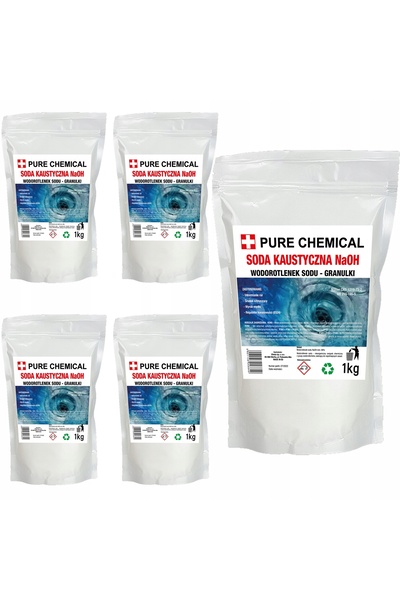 CHOSA Set Hidroxid Sodiu, Produs Chimic Pur, 5Kg, Granule Pure Doypack, Solub...