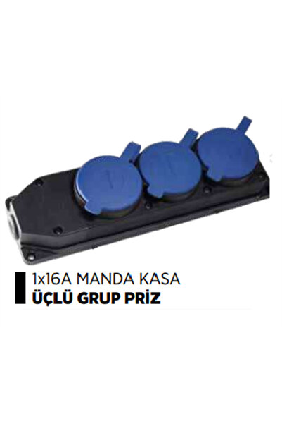 Universal 1x16A MANDA KASA DUVAR PRİZİ ÜÇLÜ GRUP PRİZ KAUÇUK (M3M)