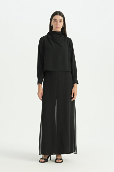 Nihan Chiffon Layered Loose Trousers - Black