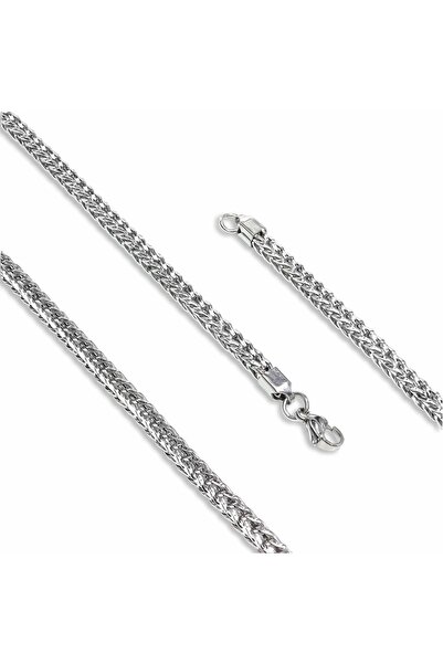 Mestore Angled King Bean Braided Steel Necklace 4mm 3168Cek046
