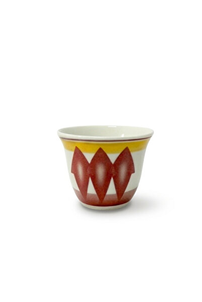 Generic Set of 12 Arabic Coffee Cups Porcelain - Red & Gold Geometric Pattern...