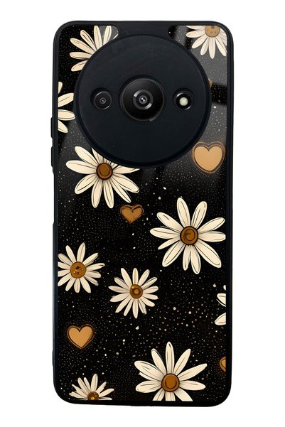 Spoyi حافظة هاتف لامعة بتصميم زهور الأقحوان من سلسلة Xiaomi Redmi A3 Midnight