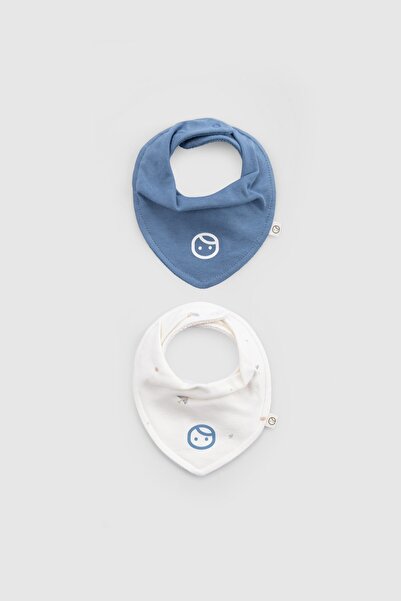 Little Gusto Set of 2 Liquid-Proof Organic Cotton Bandana Bibs Blue Newborn