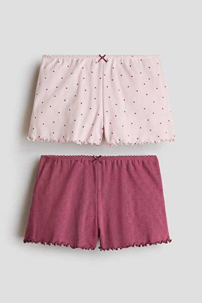 H&M 2'li Pamuklu ve Overloklu Şort