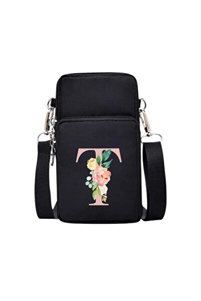 OEM Τσάντα αθλητική, μίνι, με floral σχέδιο και πρώτο γράμμα t
