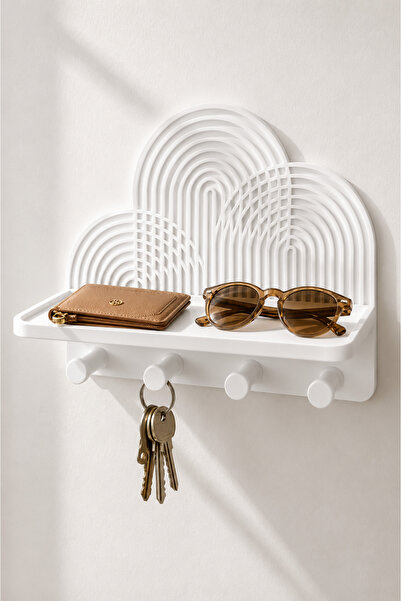 Plodna House Bulut Desenli Duvar Askılığı ve Raflı Organizer | 3D Baskı PLA M...