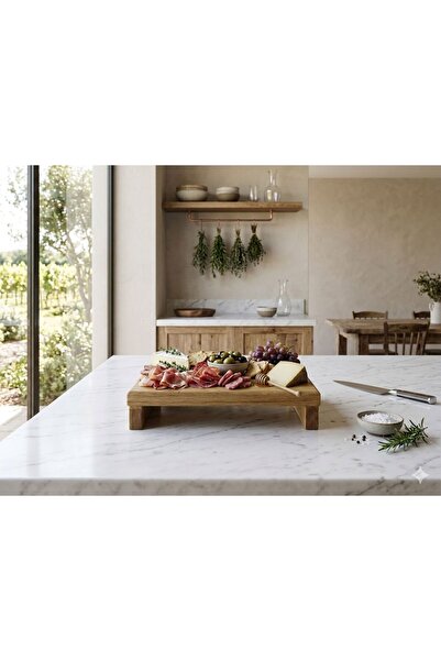 Rabo Craft Natural Wood American Oak Cutting Presentation Board for Meat Bread Vegetables Corrugated Chopping Board 40X23X6