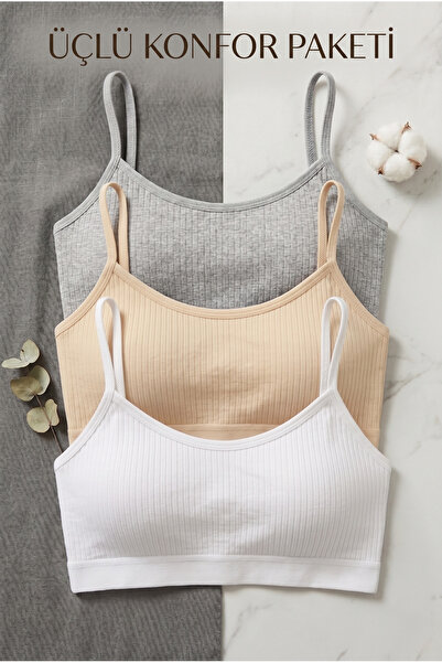 underwear bodyway 3’lü Çıkarılabilir Pedli Fitilli İp Askılı Bralet Büstiyer ...