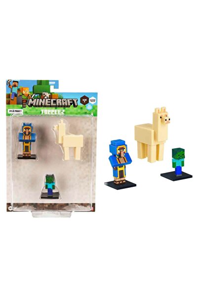 MINECRAFT 3D Toppeez 3’lü Figür Seti S2 - Wandering Trader-Llama-Zombie