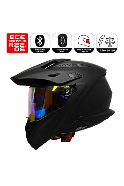 MOTOANL Motosiklet Cross Kask Güneş Vizörlü Enduro Full Face Touring Motorcu ...