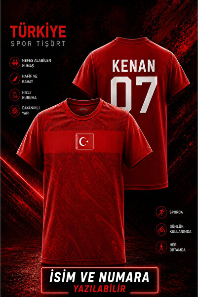 Nevahir Türkiye Temalı Kırmızı Spor Forma Unisex Taraftar Tişörtü İsim Yazıla...