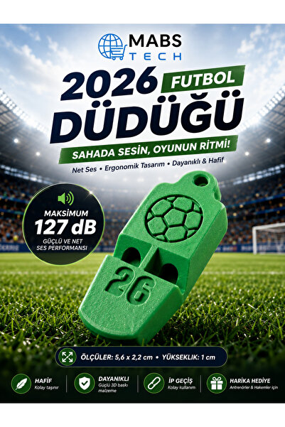 Mabs Tech Dünya Kupası Temalı 2026 Düdük - Anahtarlıklı Güçlü Hakem Düdüğü 5,...