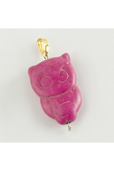 Generic Brand Svl-Shop Owl Turquoise Natural Stone (01827) Pendant-Pink