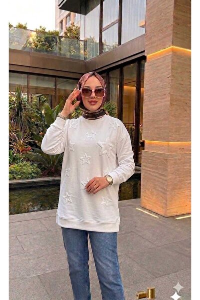 aymiraa Women's Star Detailed Sequin Embroidered Hijab Sweatshirt