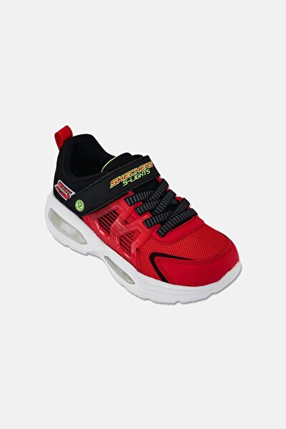 SKECHERS حذاء للأطفال الأولاد S-Lights بإغلاق فيلكرو، أحمر