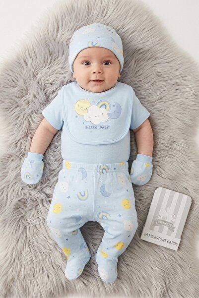 Rock A Bye Baby Boutique Toddlers Boy 6 Pcs Allover Print Bodysuit And Bib Se...