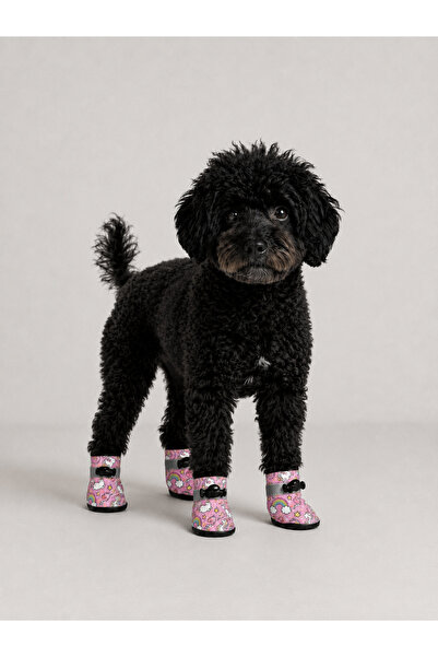 Monopetz Yeni Sezon Köpek Pati Koruyucu Ayakkabı – Pembe Unicorn , Su Geçirmez, Kaymaz Taban 4 Adet