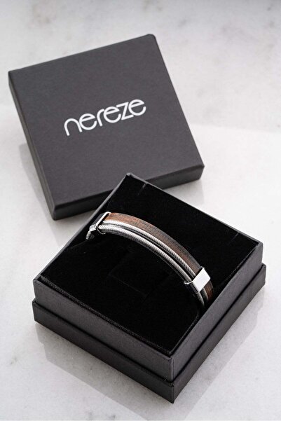Nereze Chrome Plated Antique Model Double Row Men's Steel Bracelet
