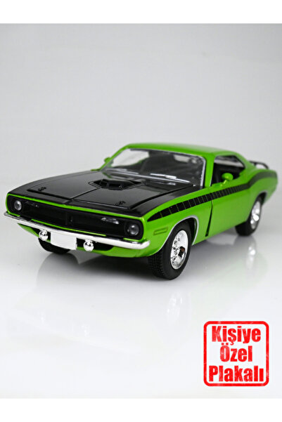 bebeym Plymouth AAR 'Cuda Metal Araba - Kişiye Özel Plakalı 1:24 Ölçek