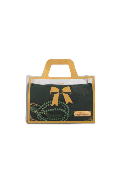 Hayrat Neşriyat Flared Scarf (96X96 cm) + Prayer Beads Gift Set (Green)