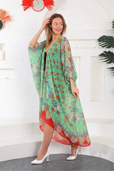 rushana Kimono de plajă din șifon pentru femei, pareo